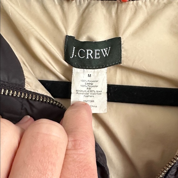 J. Crew Black and Tan Puffer Jacket size medium - Picture 2 of 12